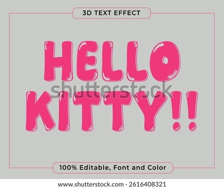 3d text effect hello kitty