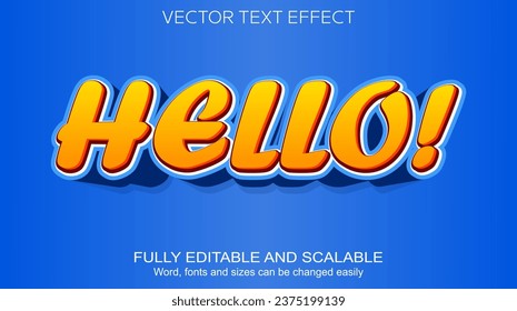 3d text effect hello vector
