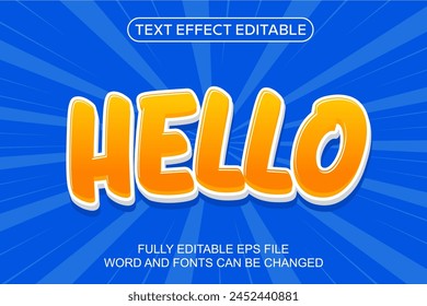 3D TEXT EFFECT HELLO VECTOR EDITABLE