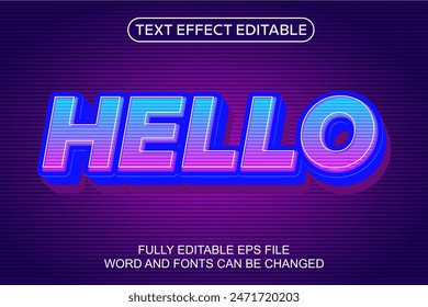 3D TEXT EFFECT HELLO VECTOR EDITABLE