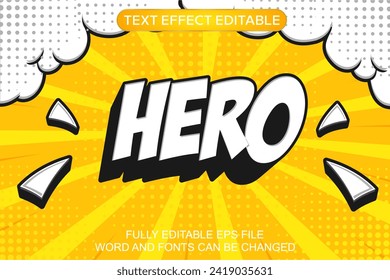 3D TEXT EFFECT HERO COMIC VECTOR EDITABLE