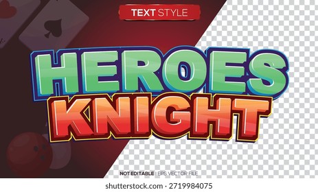 Efecto de texto 3D héroes caballero tema