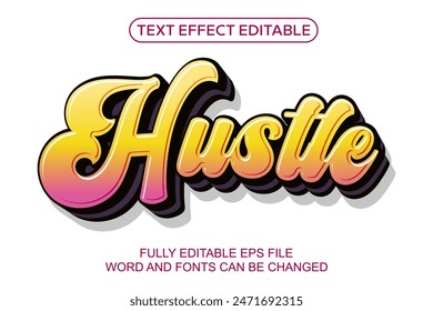 3d text effect hustle vector editable