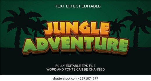 EFECTO DE TEXTO 3D VECTOR DE AVENTURA DE JUNGLE EDITABLE