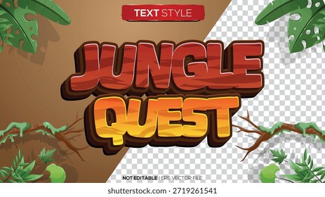 efeito de texto 3D jungle quest tema é muito adequado para complementar um bom design