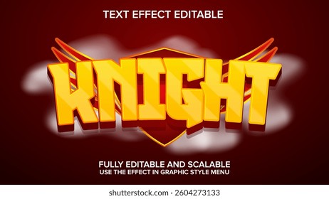 3d text effect knight gold vector editable