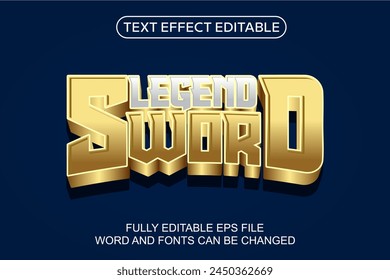 3D TEXT EFFECT LEGEND SWORD VECTOR EDITABLE