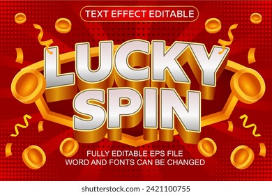 3D-TEXT-EFFEKT LUCKY SPIN VEKTOR EDITABLE