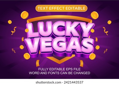 3D TEXT EFFECT LUCKY VEGAS VECTOR EDITABLE