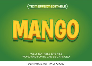 EFECTO DE TEXTO 3D VECTOR DE MANGO EDITABLE