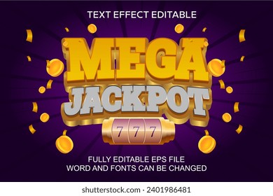 3D TEXT EFFECT MEGA JACKPOT VECTOR EDITABLE