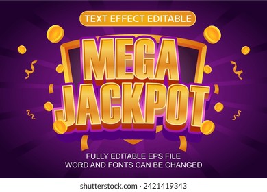 EFECTO DE TEXTO 3D MEGA JACKPOT VECTOR EDITABLE