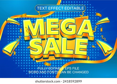 3d text effect mega sale vector editable