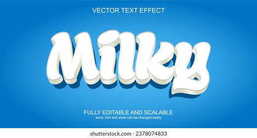 3d text effect milky vector