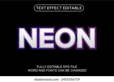 Vector DE NEÓN DE EFECTO DE TEXTO 3D EDITABLE