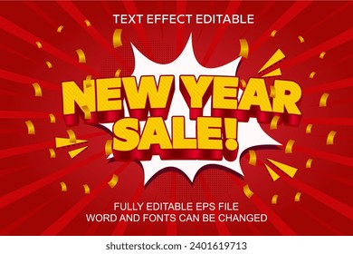 3D text effect new year sale vector editable