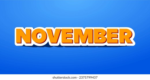 3d text effect november vector