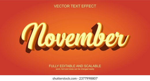 3d text effect november vector autumn