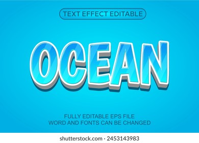 EFECTO DE TEXTO 3D OCEAN VECTOR EDITABLE