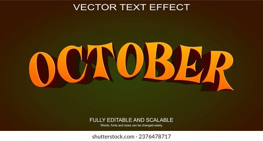 3d text effect october vector halloween