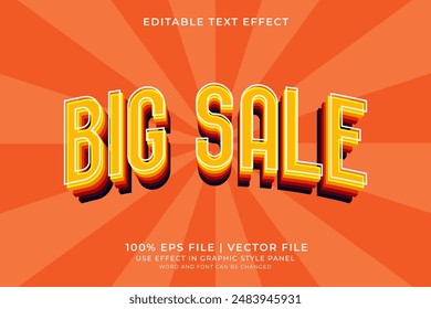 Efecto de texto 3d en venta! Vector editable. Efecto de texto sobre promociones y ventas. Se puede utilizar para contenido, Anuncios, volantes y publicaciones en redes sociales