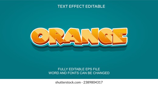 3d text effect orange font vector editable