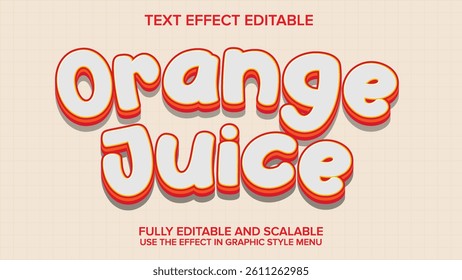 3d text effect orange juice vector editable