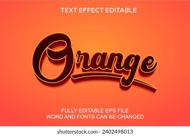 3d text effect orange vector editable