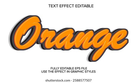 3d text effect orange vector editable