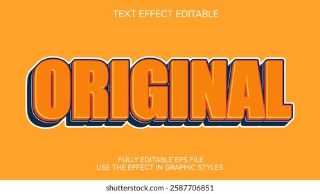 3d text effect original orange vector editable