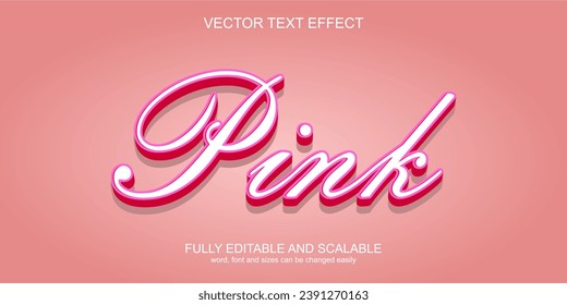 3d efecto de texto vector rosa editable