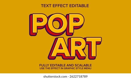 Efecto de texto 3D Vector de arte pop editable