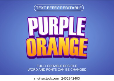 3d text effect purple orange vector editable