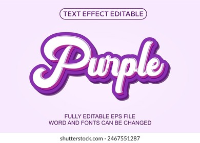 3d text effect purple vector editable