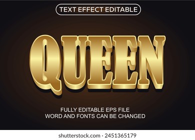 3D TEXT EFFECT QUEEN VECTOR EDITABLE