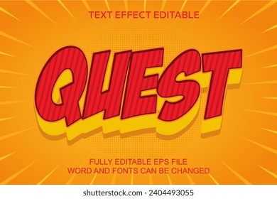 3d text effect quest vector editable
