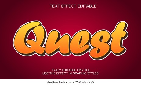 3d text effect quest vector editable