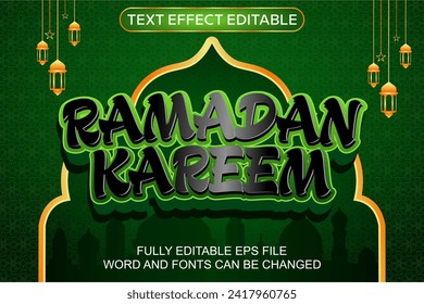 EFECTO DE TEXTO EN 3D VECTOR DE RAMADAN KAREEM EDITABLE
