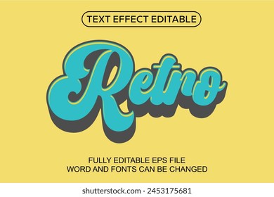 3d text effect retro vector editable