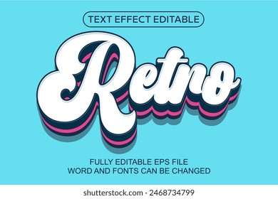 3d text effect retro vector editable