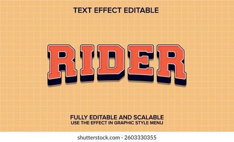 3d text effect rider classic vector editable