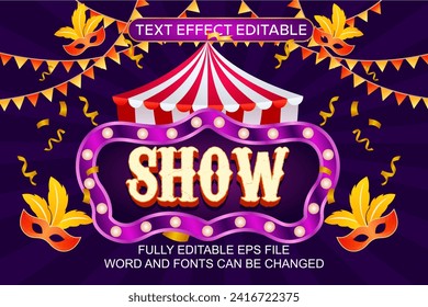 3D TEXT EFFECT SHOW CARNIVAL VECTOR EDITABLE