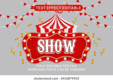 3D TEXT EFFECT SHOW CARNIVAL VECTOR EDITABLE