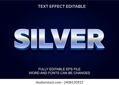3D text effect silver vector editable