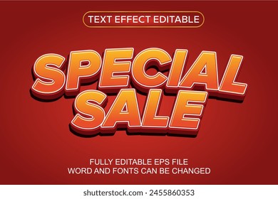 EFECTO DE TEXTO 3D VECTOR DE VENTA ESPECIAL EDITABLE