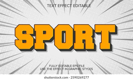 3d text effect sport comic vector editable