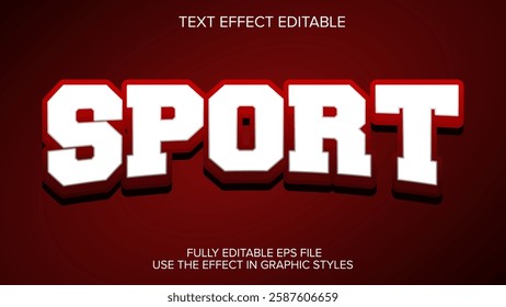 3D  text effect sport game vector editable