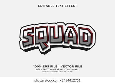 3d text effect Squad editable vector. Text effect about game, community, team, and squad logo