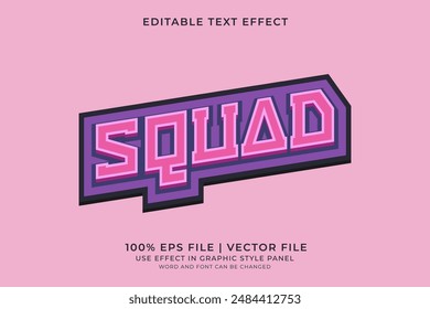 3d text effect Squad editable vector. Text effect about game, community, team, and squad logo