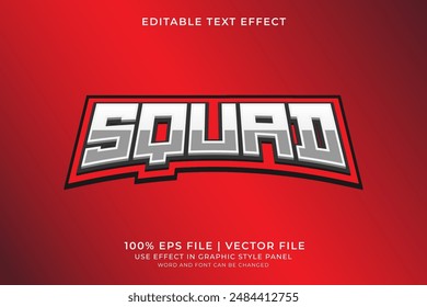 3d text effect Squad editable vector. Text effect about game, community, team, and squad logo